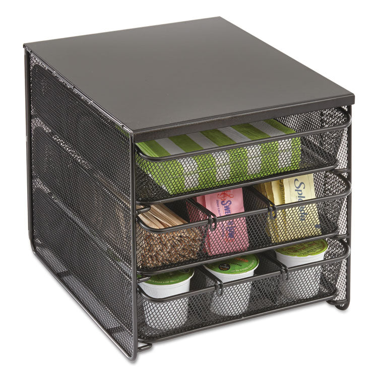 Onyx Three Drawer Hospitality Organizer, 7 Compartments, 11.5 x 8.25 x 8.25, Black