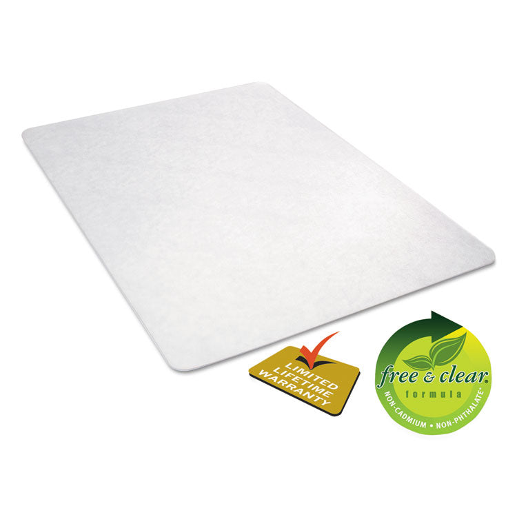 EconoMat Non-Studded All Day Use Chair Mat for Hard Floors, Rectangular, 45" x 53", Clear, Ships Rolled