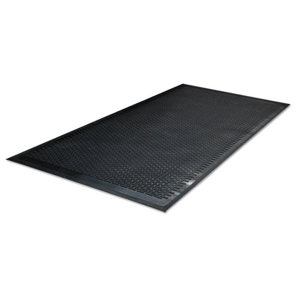 Clean Step Outdoor Rubber Scraper Mat, Black Ribbon Ribbed Polypropylene Surface, 36" x 60"