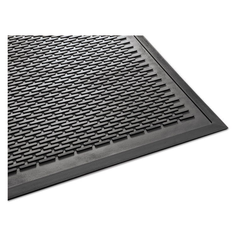 Clean Step Outdoor Rubber Scraper Mat, Black Ribbon Ribbed Polypropylene Surface, 36" x 60"