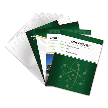PET Ultra Clear Binding Covers, 5 mil Plastic, Square Corners, 11 x 8.5, Gloss Clear, 100/Pack