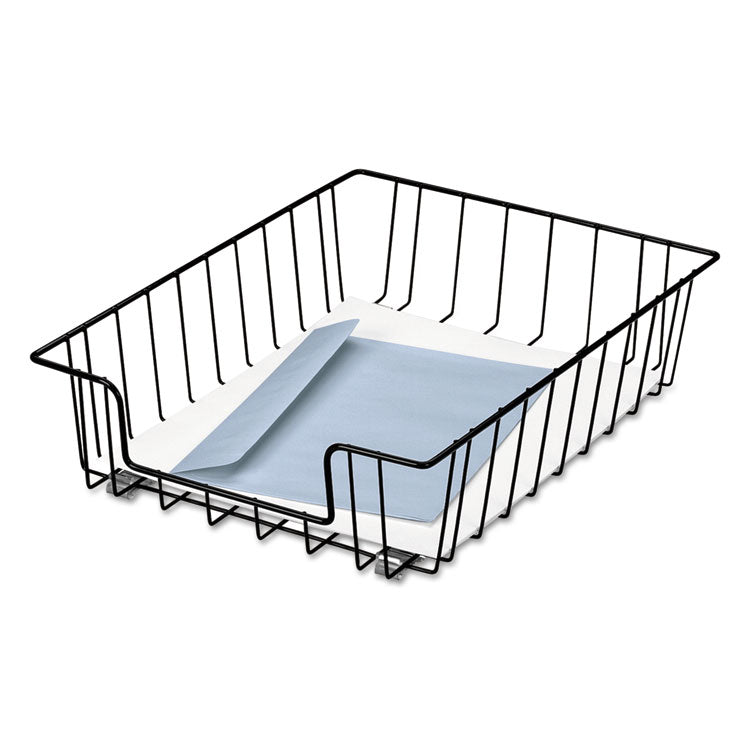Wire Desk Tray Organizer, 1 Section, Letter Size Files, 10" x 14.13" x 3", Black