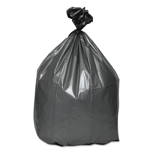 Can Liners, 60 gal, 1.55 mil, 39" x 56", Gray, 10 Bags/Roll, 5 Rolls/Carton