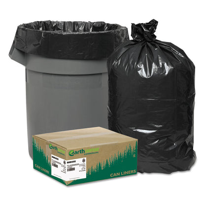 Linear Low Density Recycled Can Liners, 33 Gallon, 1.25 mil, 33" x 39", Black, 10 Bags/Roll, 10 Rolls/Carton