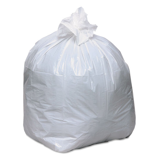Linear-Low-Density Recycled Tall Kitchen Bags, Open-Face, 13 gal, 24" x 33", White, 15 Bags/Roll, 10 Rolls/Box