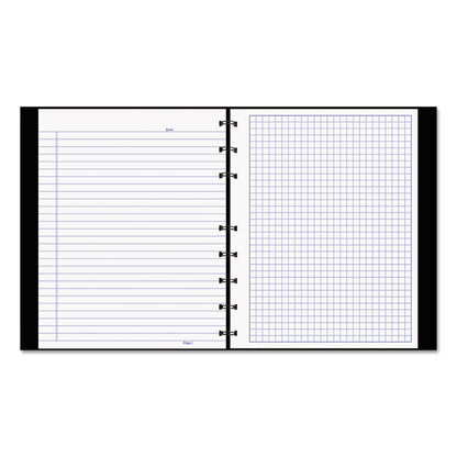 NotePro Quad Notebook, Data/Lab-Record Format with Narrow and Quadrille Rule Sections, Black Cover, (96) 9.25 x 7.25 Sheets