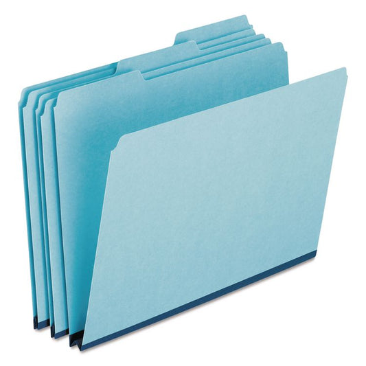 Pressboard Expanding File Folders, 1/3-Cut Tabs: Assorted, Legal Size, 1" Expansion, Blue, 25/Box