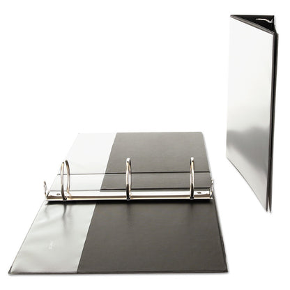 Economy Round Ring View Binder, 3 Rings, 3" Capacity, 11 x 8.5, Black