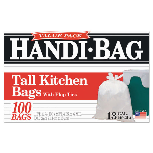 Super Value Pack Can Liners, 13 gal, 0.6 mil, 23.75" x 28", White, 100/Box