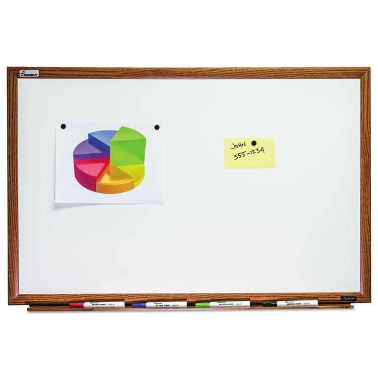 7110013347079, SKILCRAFT Magnetic Porcelain Dry Erase Board, 36" x 24", White Surface, Natural Oak Frame