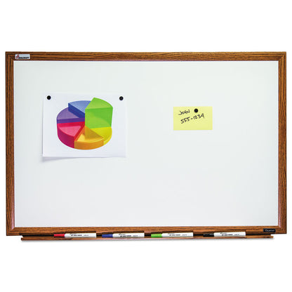 7110013347079, SKILCRAFT Magnetic Porcelain Dry Erase Board, 36" x 24", White Surface, Natural Oak Frame