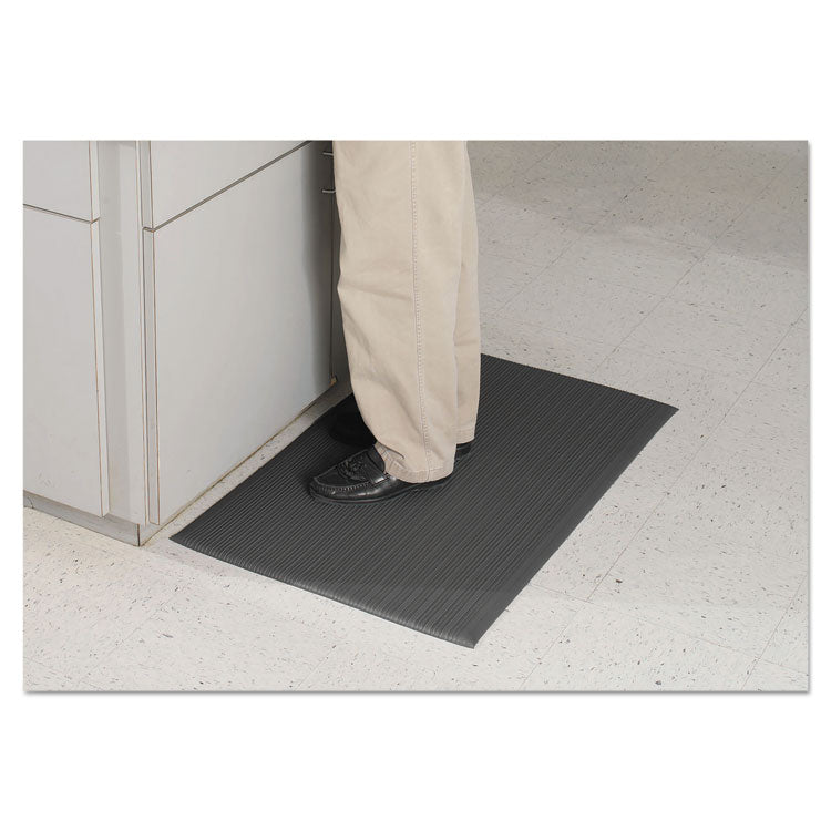 Air Step Anti-Fatigue Mat, Rectangular, Black Ribbed Surface, 24" x 36"