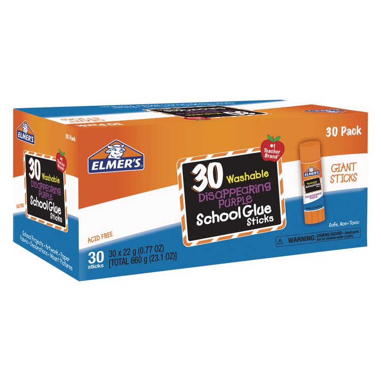 Disappearing Purple All Purpose Glue Sticks, 0.77 oz, Dries Clear, 30/Box