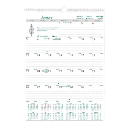 EcoLogix Monthly Wall Calendar, EcoLogix Artwork, 12 x 17, White/Green Sheets, 12-Month (Jan to Dec): 2026