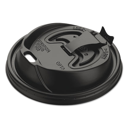 Optima Reclosable Lids for Hot Paper Cups, Fits 10 oz to 24 oz Hot Cups, Plastic, Black, 1,000/Carton