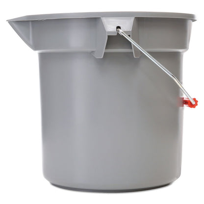 BRUTE Round Utility Pail, 14 qt, Plastic, Gray, 12" Diameter