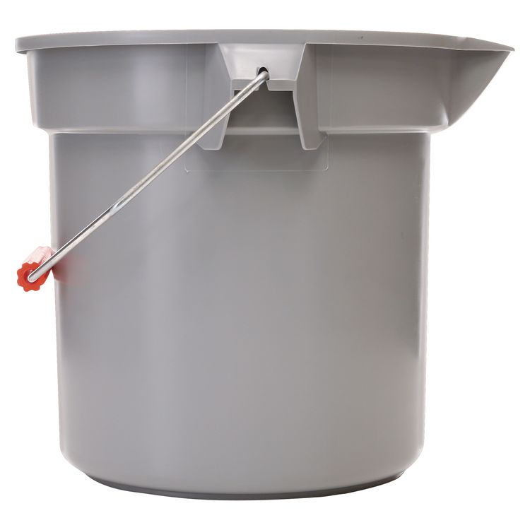 BRUTE Round Utility Pail, 14 qt, Plastic, Gray, 12" Diameter