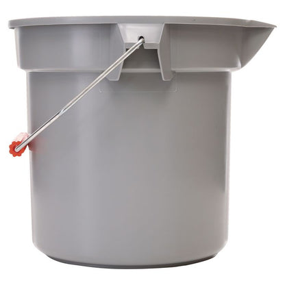 BRUTE Round Utility Pail, 14 qt, Plastic, Gray, 12" Diameter