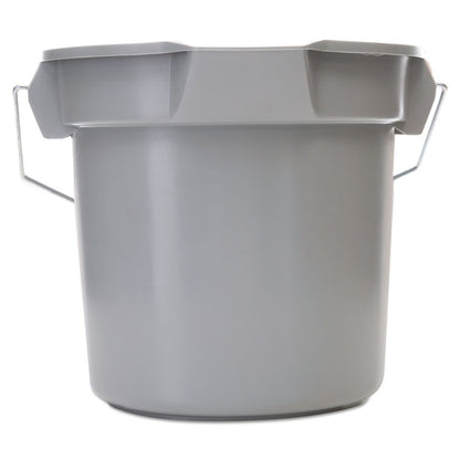 BRUTE Round Utility Pail, 14 qt, Plastic, Gray, 12" Diameter