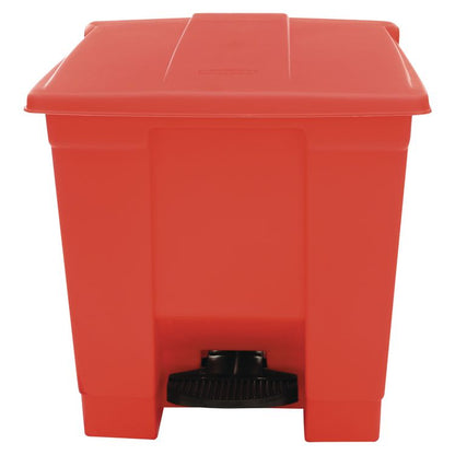 Indoor Utility Step-On Waste Container, 8 gal, Plastic, Red