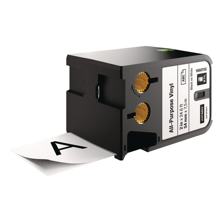 XTL All-Purpose Vinyl Labels, 2" x 24.6 ft, Black on White
