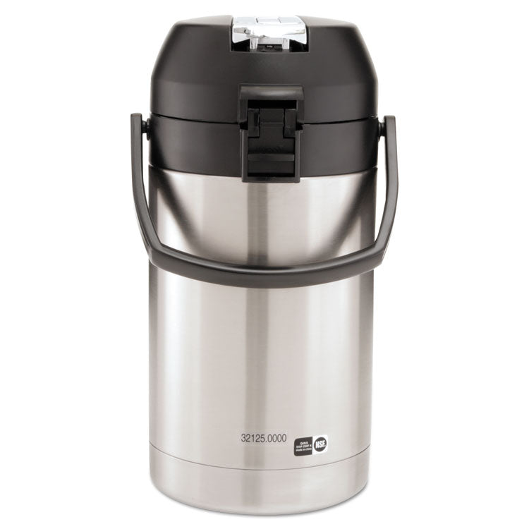 Lever Action Airpot, 84 oz, Stainless Steel/Black