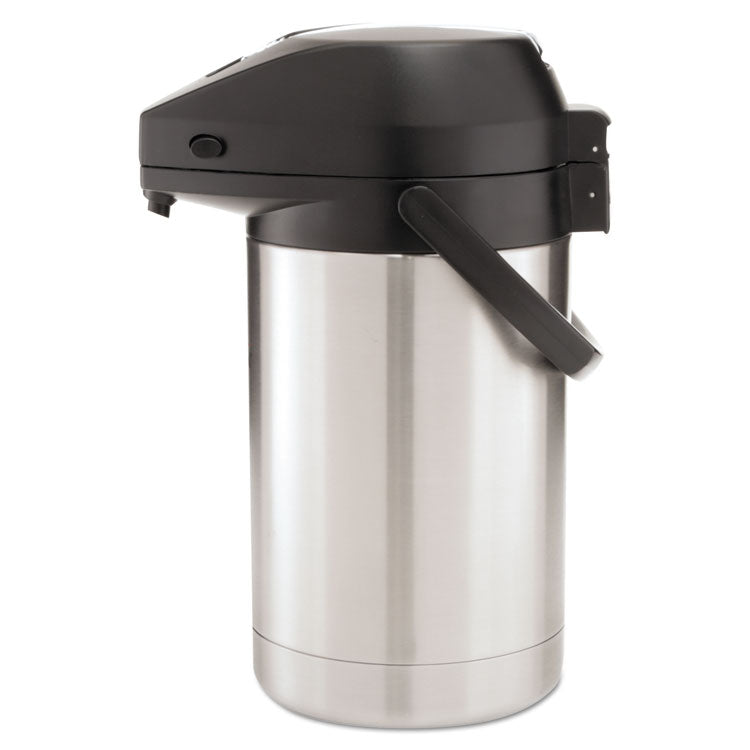 Lever Action Airpot, 84 oz, Stainless Steel/Black