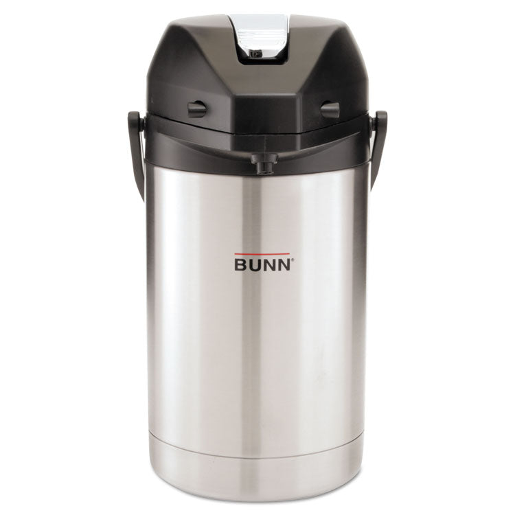 Lever Action Airpot, 84 oz, Stainless Steel/Black