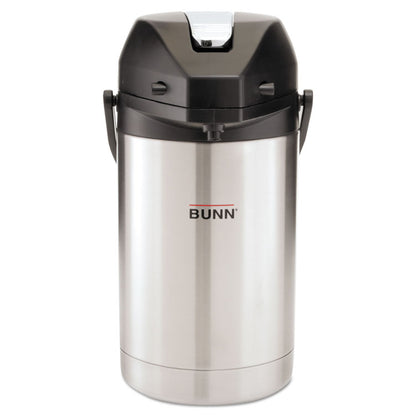 Lever Action Airpot, 84 oz, Stainless Steel/Black