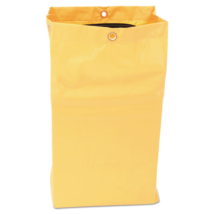 Zippered Vinyl Cleaning Cart Bag for Rubbermaid Commercial FG6173-88, 24 gal, 6.5" x 9.13" x 17.25", Black, 4/Carton
