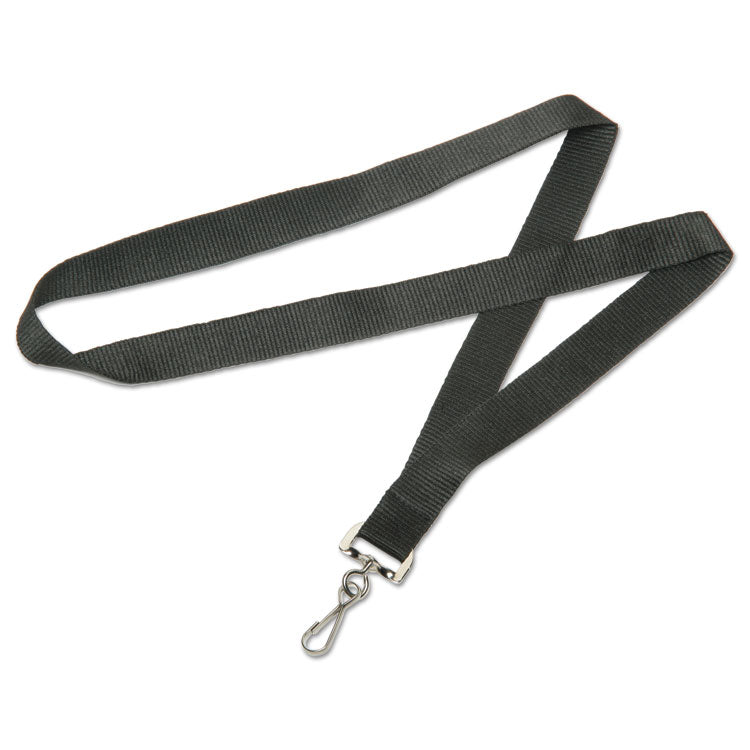 8455016452729, SKILCRAFT Nylon Strap Lanyard, Metal J-Hook Fastener, 36" Long, Black, Dozen