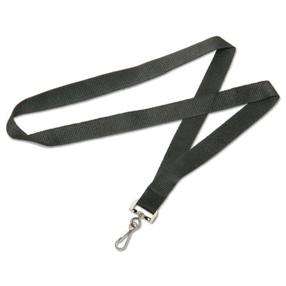 8455016452729, SKILCRAFT Nylon Strap Lanyard, Metal J-Hook Fastener, 36" Long, Black, Dozen