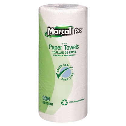 Perforated Kitchen Towels, White, 2-Ply, 9 x 11, 85 Sheets/Roll, 30 Rolls/Carton