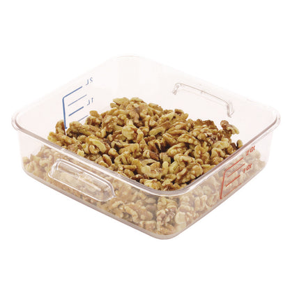 SpaceSaver Square Containers, 2 qt, 8.8 x 8.75 x 2.7, Clear, Plastic