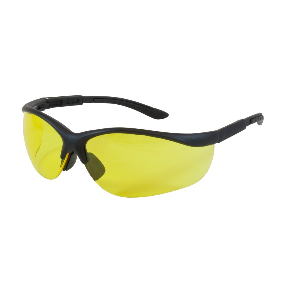 PIP Semi-rimless Glasses BLK Amber Lens A-scratch, 12 Pairs/Pack