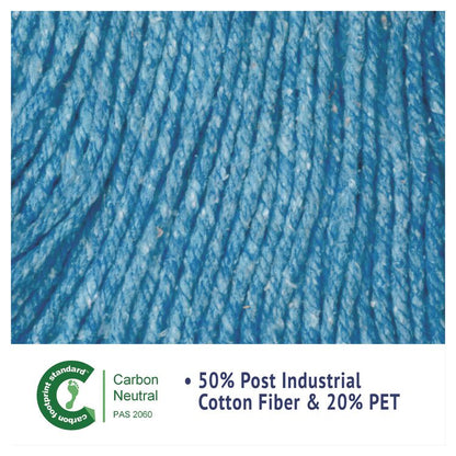 Super Loop Wet Mop Head, Cotton/Synthetic Fiber, 5" Headband, Medium Size, Blue, 12/Carton