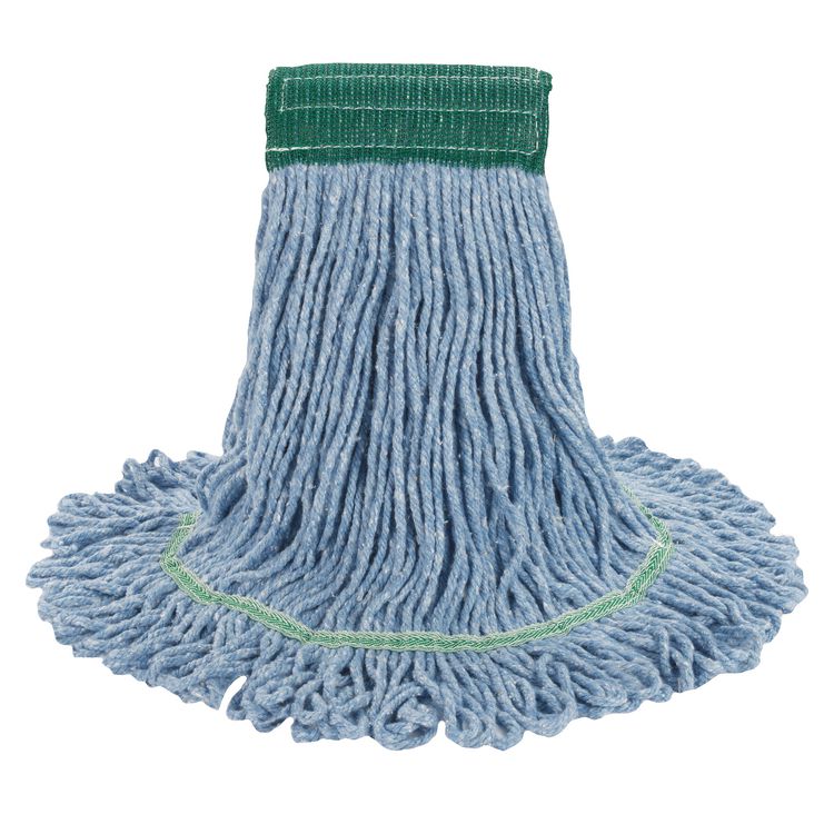Super Loop Wet Mop Head, Cotton/Synthetic Fiber, 5" Headband, Medium Size, Blue, 12/Carton
