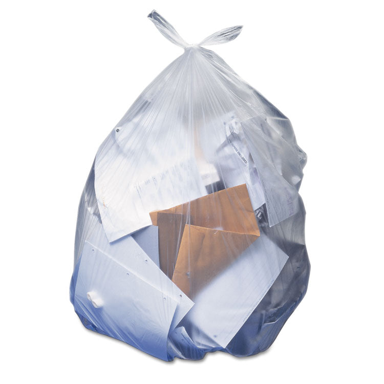 Linear Low Density Can Liners with AccuFit Sizing, 44 gal, 0.9 mil, 37" x 50", Clear, 20 Bags/Roll, 5 Rolls/Carton