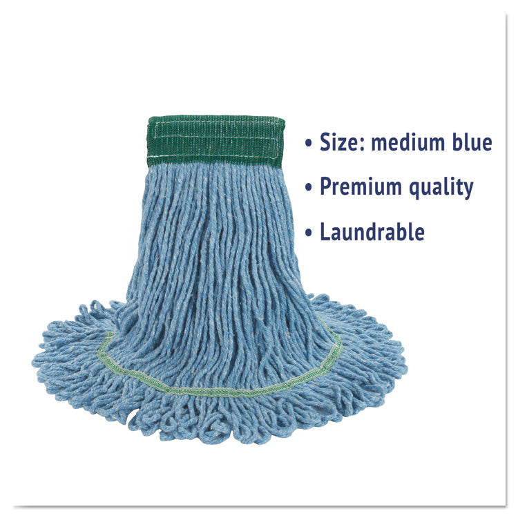 Super Loop Wet Mop Head, Cotton/Synthetic Fiber, 5" Headband, Medium Size, Blue