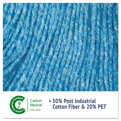 Super Loop Wet Mop Head, Cotton/Synthetic Fiber, 5" Headband, Medium Size, Blue
