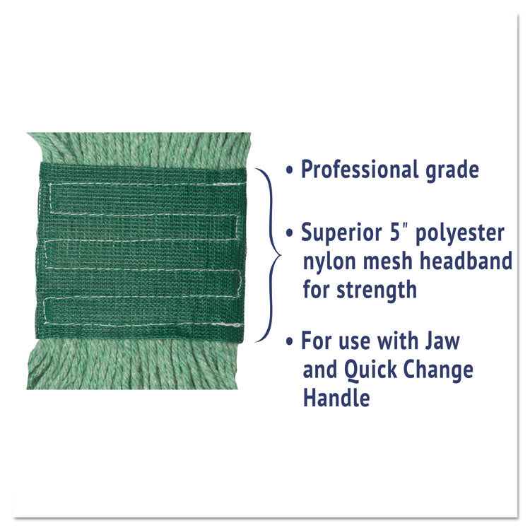 Super Loop Wet Mop Head, Cotton/Synthetic Fiber, 5" Headband, Medium Size, Green