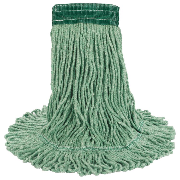 Super Loop Wet Mop Head, Cotton/Synthetic Fiber, 5" Headband, Medium Size, Green, 12/Carton