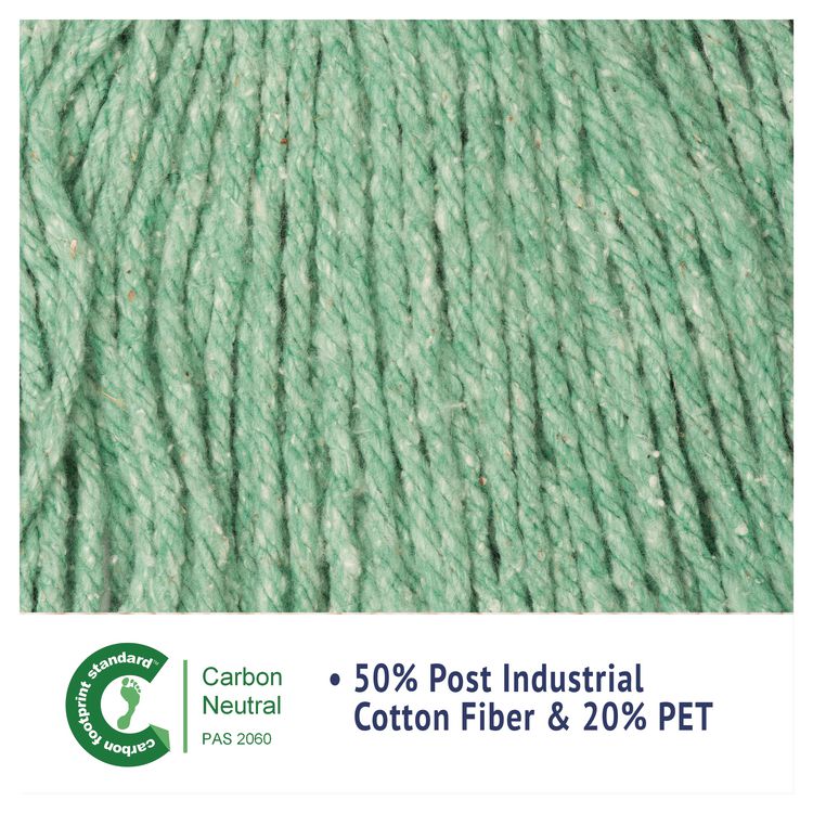 Super Loop Wet Mop Head, Cotton/Synthetic Fiber, 5" Headband, Medium Size, Green, 12/Carton