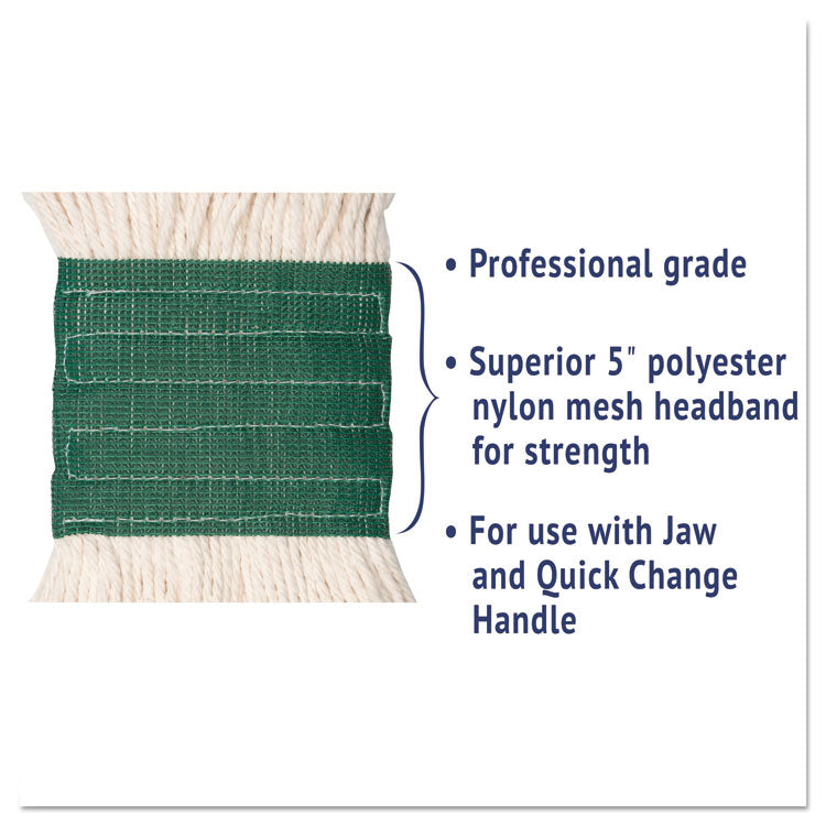 Super Loop Wet Mop Head, Cotton/Synthetic Fiber, 5" Headband, Medium Size, White, 12/Carton