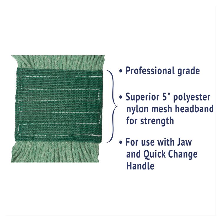 Super Loop Wet Mop Head, Cotton/Synthetic Fiber, 5" Headband, Medium Size, Green, 12/Carton