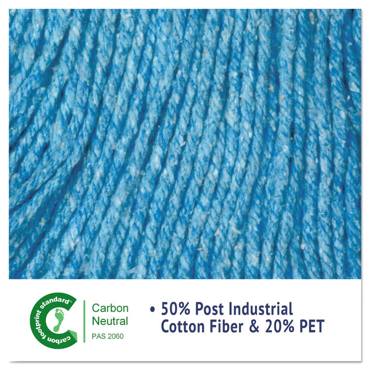 Super Loop Wet Mop Head, Cotton/Synthetic Fiber, 5" Headband, Large Size, Blue, 12/Carton