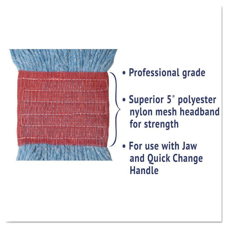 Super Loop Wet Mop Head, Cotton/Synthetic Fiber, 5" Headband, Large Size, Blue