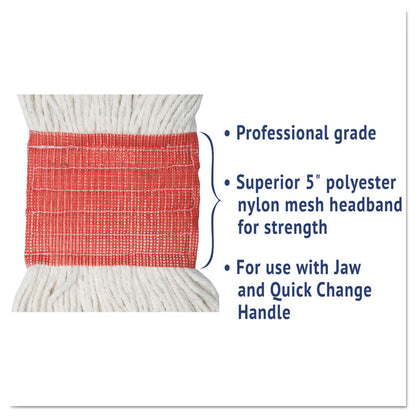 Super Loop Wet Mop Head, Cotton/Synthetic Fiber, 5" Headband, Large Size, White