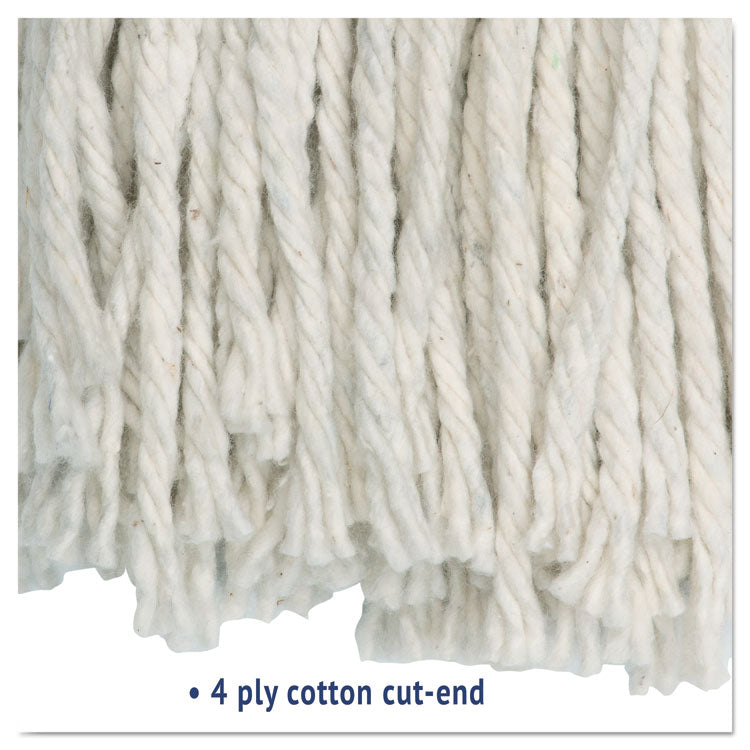 Cut-End Wet Mop Head, Cotton, #16, White, 12/Carton
