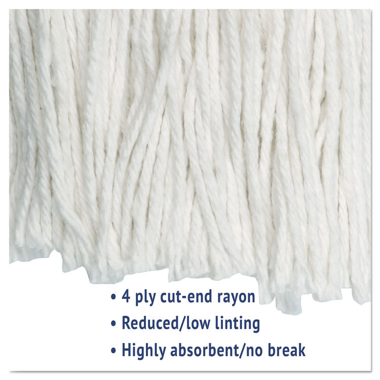 Cut-End Wet Mop Head, Rayon, #24, White, 12/Carton